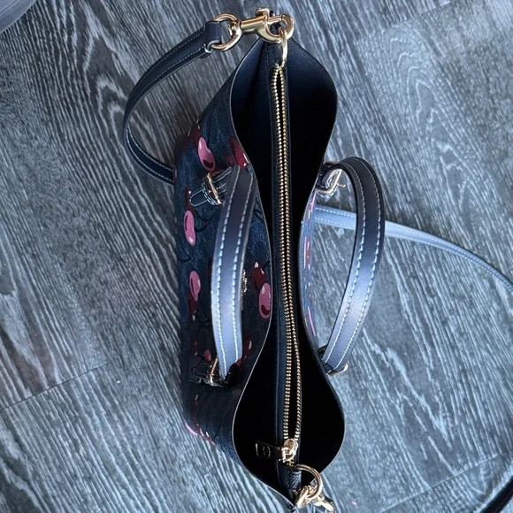 Coach Navy Cherry Print Mollie bag with Pink & Red Accents - Picture 3 of 6